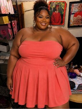 Target Coral Strapless Skater Dress